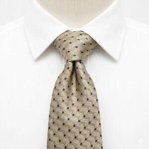 Bill Blass Silk Tie Polka Dot Geometric Beige
